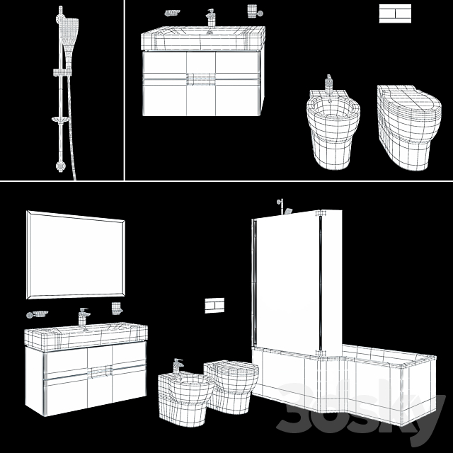 Jacob Delafon bathroom set 3ds Max - thumbnail 2