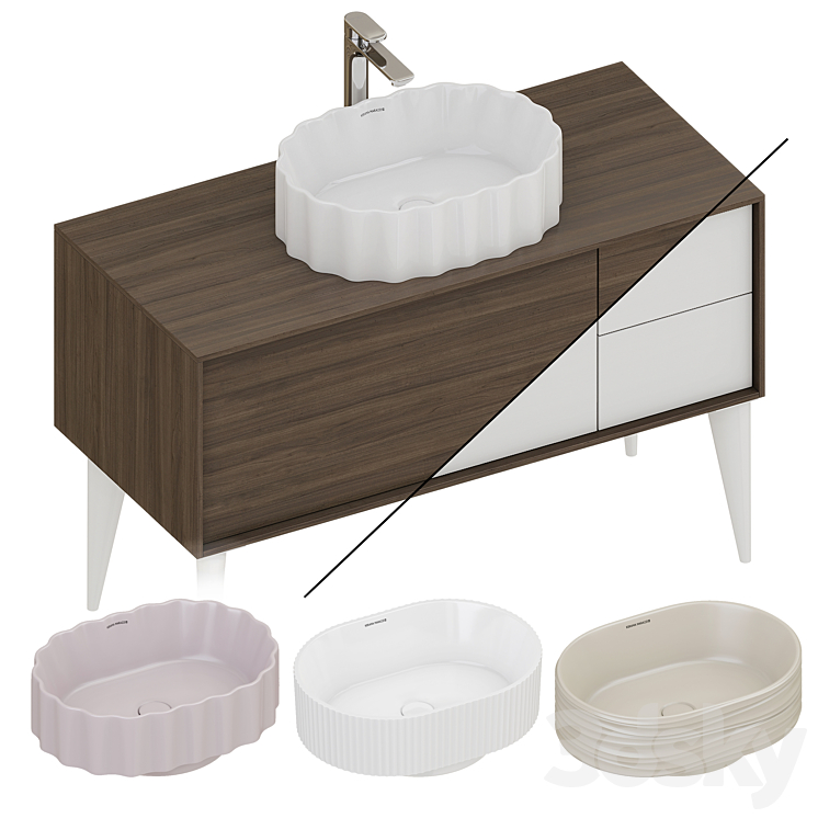 Kerama Marazzi cabinets Atollo and washbasins Artbasins 3DS Max - thumbnail 1