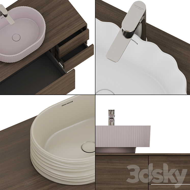 Kerama Marazzi cabinets Atollo and washbasins Artbasins 3DS Max - thumbnail 2