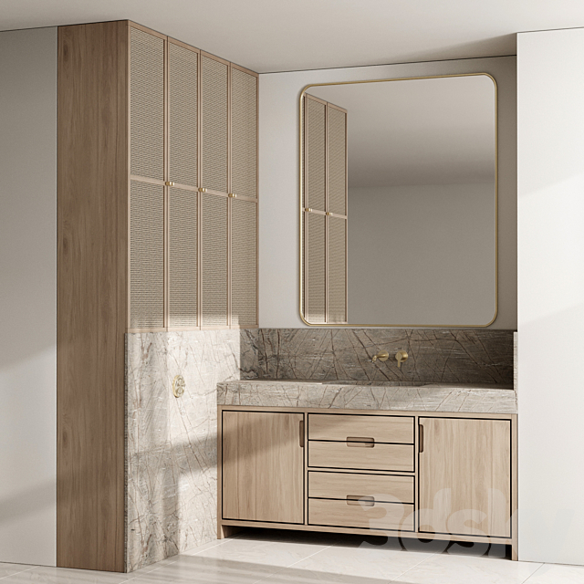 L-shaped Bathroom furniture by inbani faucet set 89 3DS Max Model - thumbnail 2