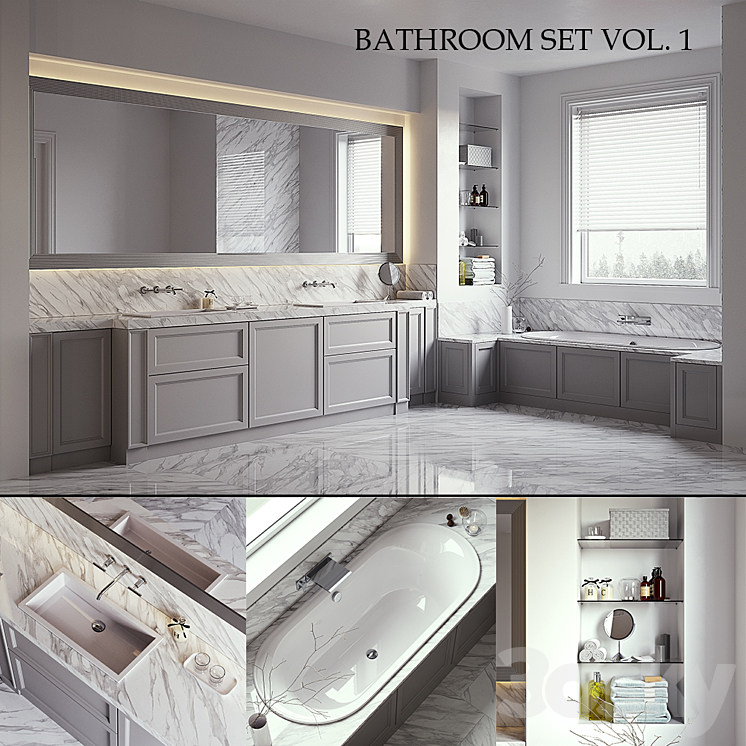 L'ORIGINE Aeterna Bathroom set (vray GGX corona PBR) 3DS Max - thumbnail 1