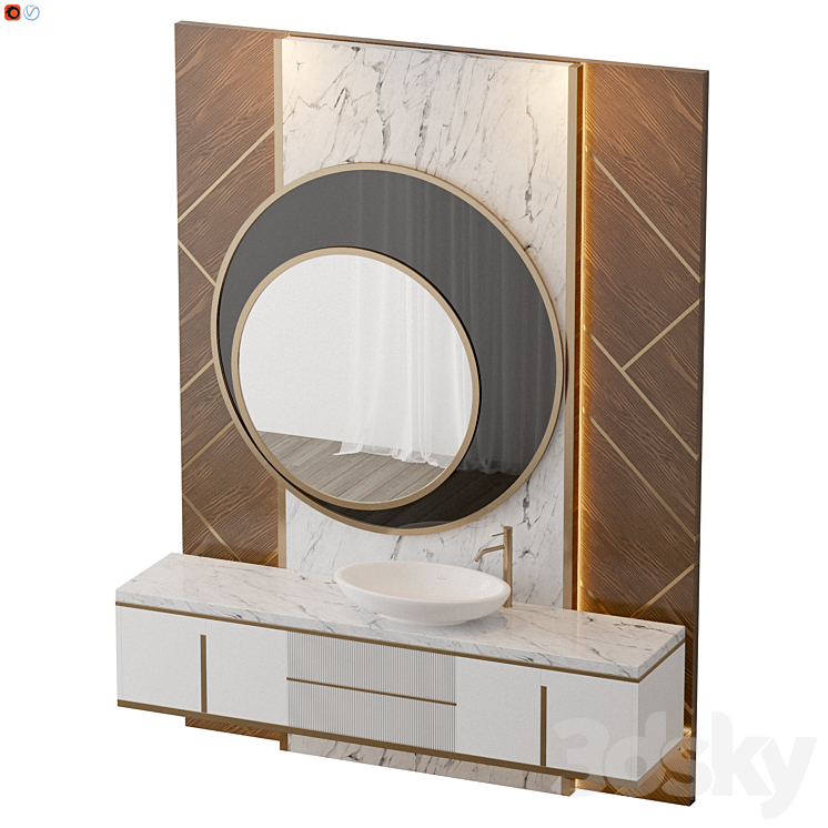 Luxury Bathroom White 3DS Max - thumbnail 2