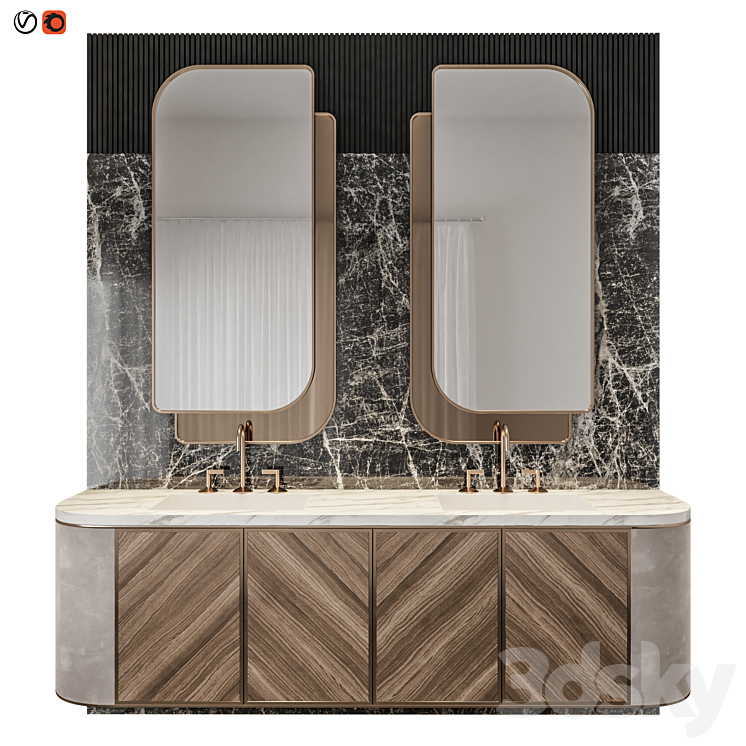 Luxury Marble Wood Bathroom 3DS Max - thumbnail 1