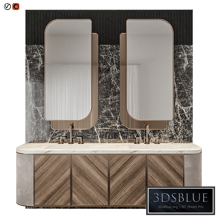 Luxury Marble Wood Bathroom 3DS Max - thumbnail 3