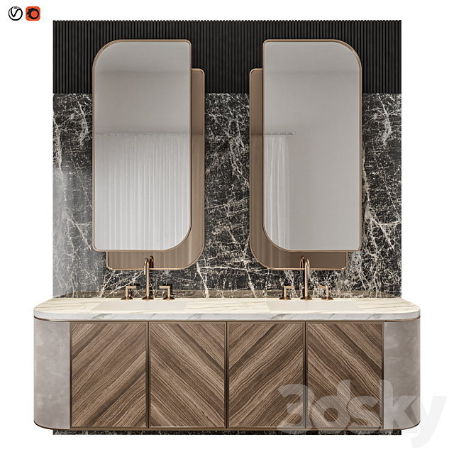 Luxury Marble Wood Bathroom 3DSMax File - thumbnail 1