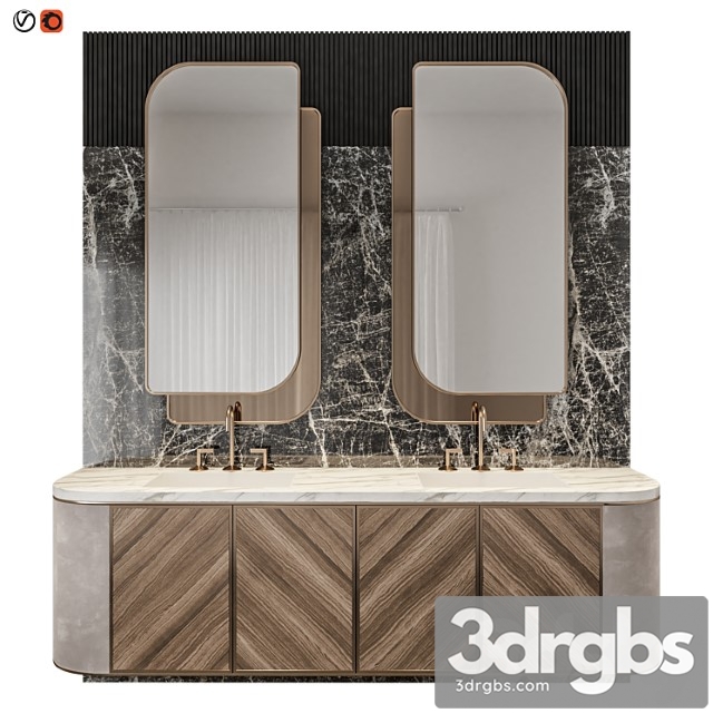 Luxury marble wood bathroom - thumbnail 1