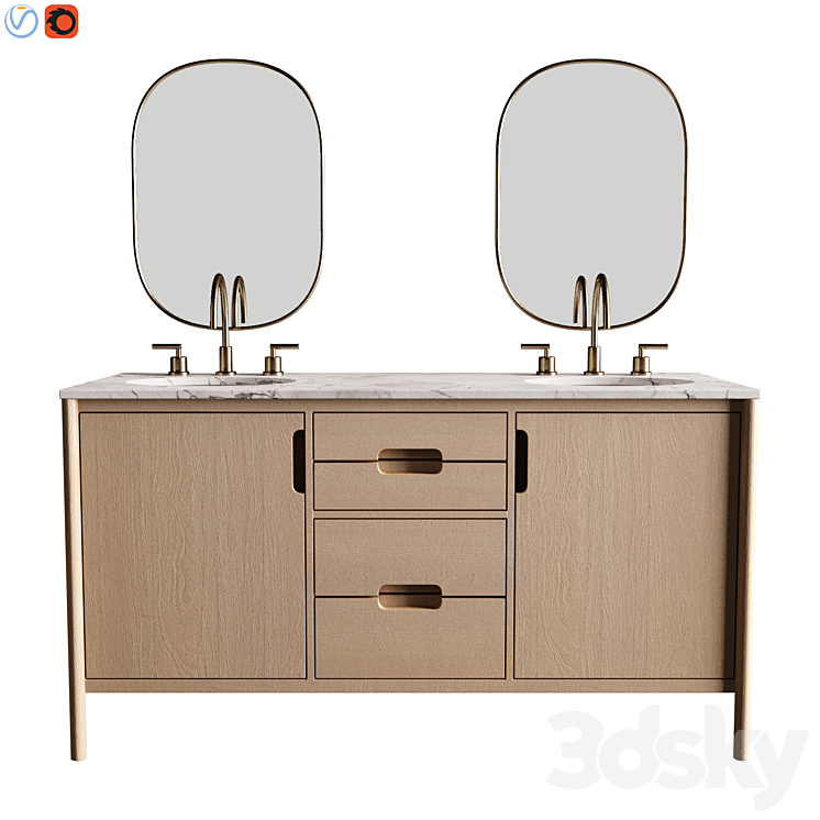 Manzanita 60 Double Sink Vanity 3DS Max Model - thumbnail 1