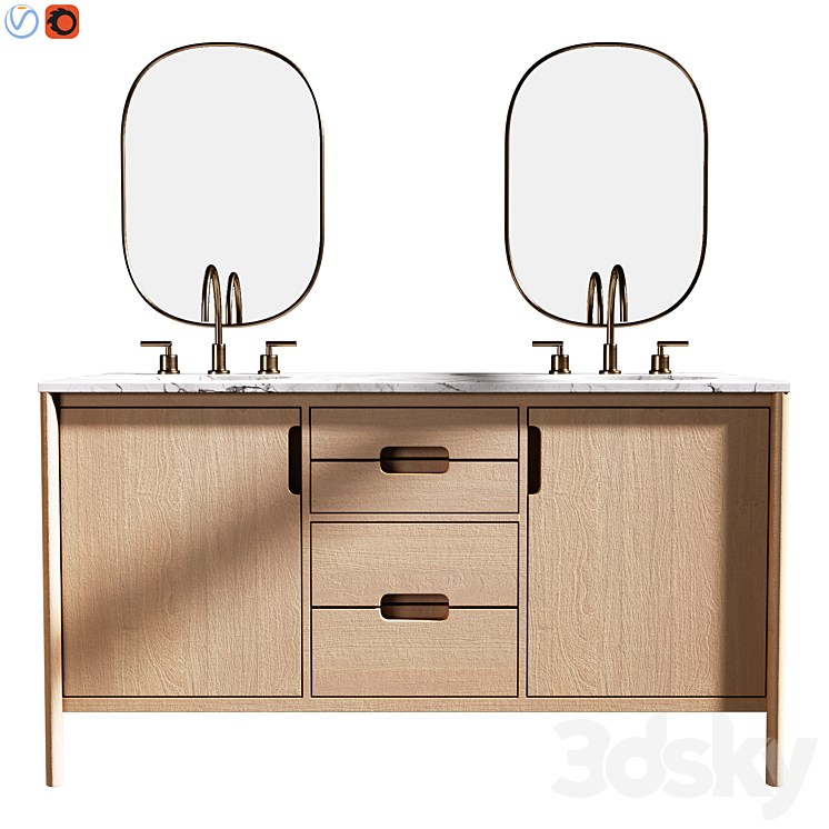 Manzanita 60 Double Sink Vanity 3DS Max Model - thumbnail 2