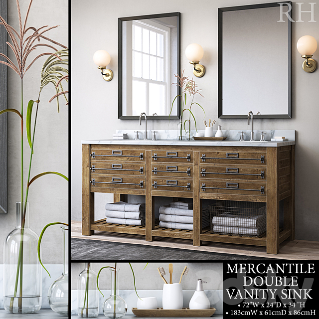 MERCANTILE DOUBLE VANITY SINK 3ds Max - thumbnail 1