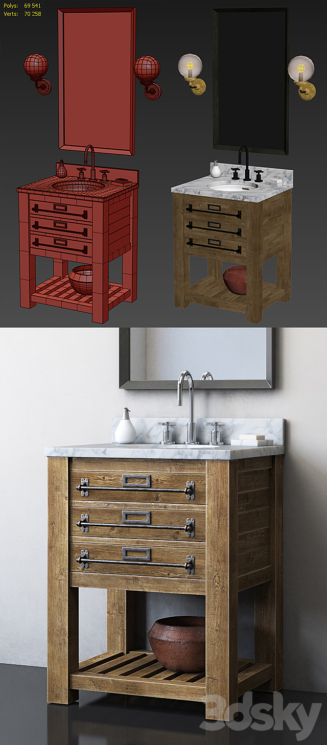 MERCANTILE POWDER WASHSTAND 3DS Max Model - thumbnail 3