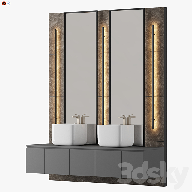 Mid-Century Bathroom 3DS Max Model - thumbnail 2