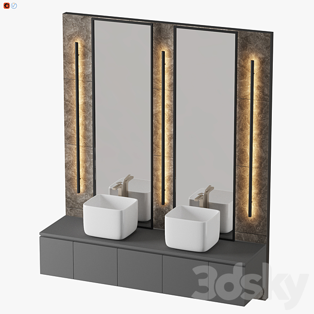 Mid-Century Bathroom 3DS Max Model - thumbnail 3