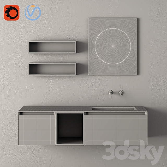 Modern Bathroom Cabinet | No. 085 | Rexa design 3DS Max Model - thumbnail 3