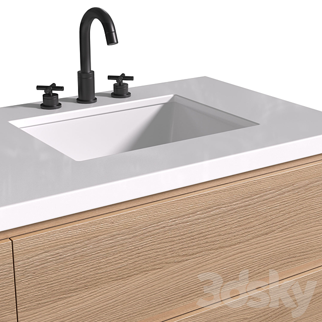 Modern Bathroom Furniture.Washbasin Cabinet With Built-in Basin 3DS Max Model - thumbnail 3