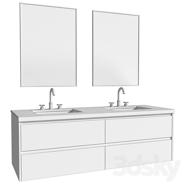 Modern Bathroom Furniture.Washbasin Cabinet With Built-in Basin 3DS Max Model - thumbnail 4