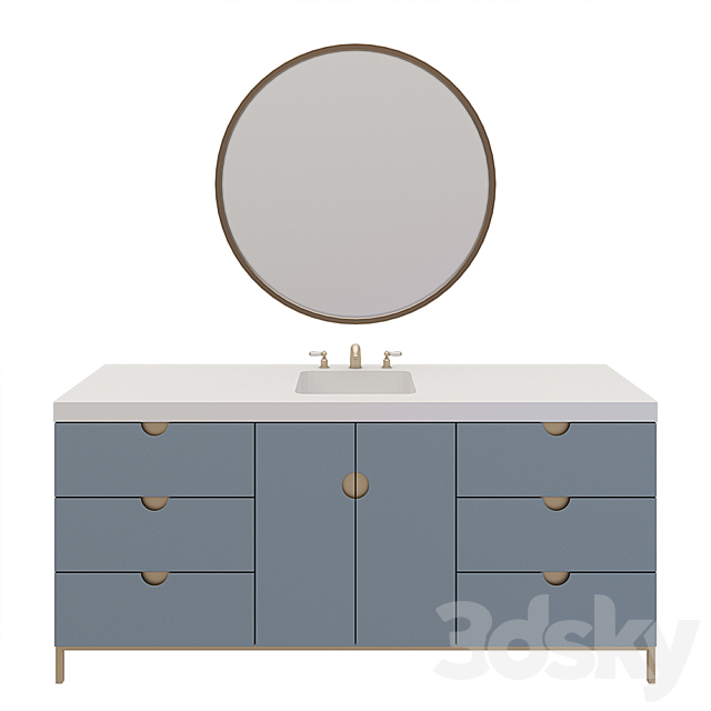 Nightstand rod washbasin with mirror 3ds Max - thumbnail 1