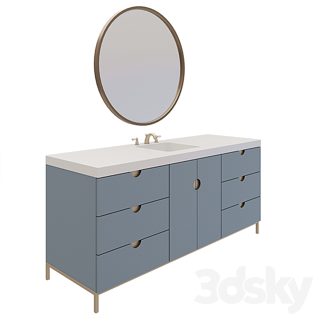 Nightstand rod washbasin with mirror 3ds Max - thumbnail 2