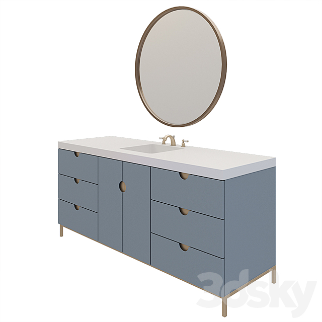 Nightstand rod washbasin with mirror 3ds Max - thumbnail 3