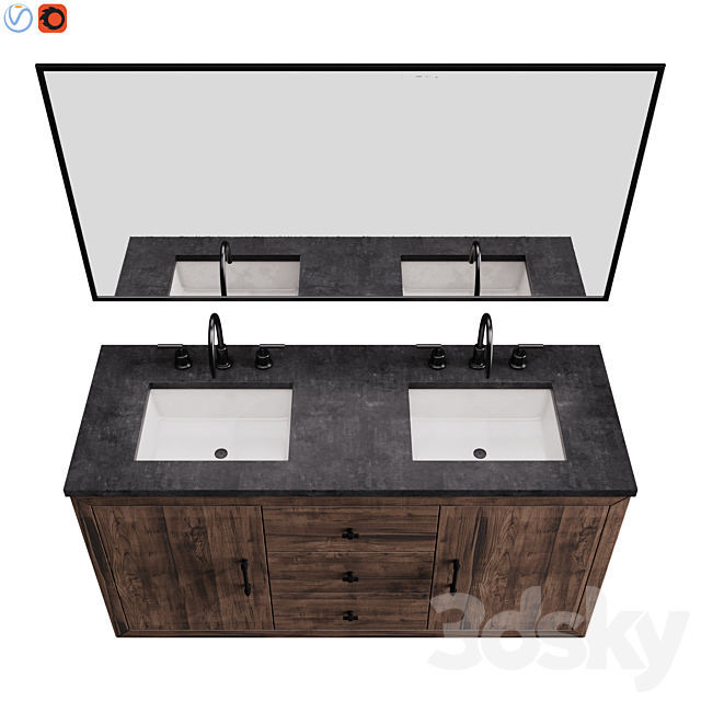 Oakleigh 60 Double Sink Vanity 3DS Max Model - thumbnail 2