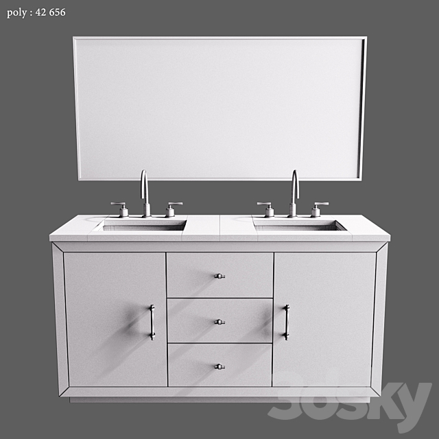 Oakleigh 60 Double Sink Vanity 3DS Max Model - thumbnail 3