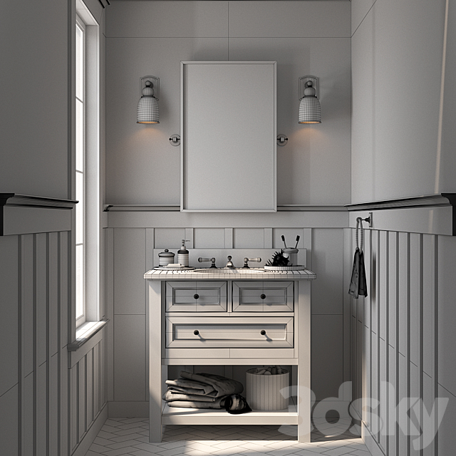 POTTERY BARN – CLASSIC SINGLE SINK VANITY 3ds Max - thumbnail 2