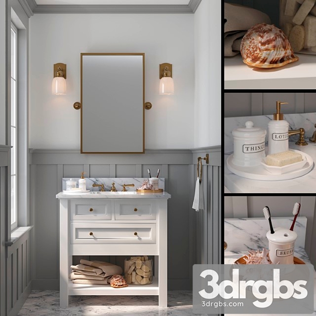 Pottery Barn Classic Single Sink Vanity 3dsmax Download - thumbnail 1