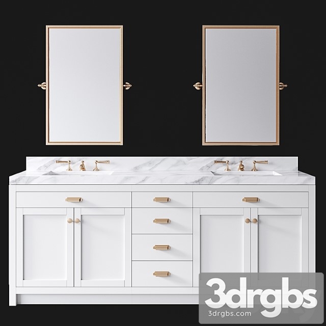 Pottery barn davis white almond double sink vanity - thumbnail 1