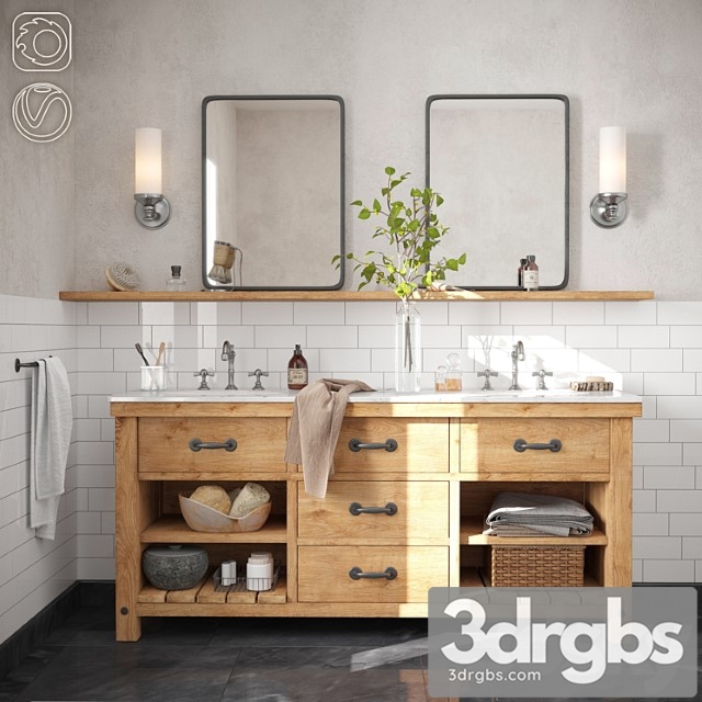 Pottery Barn Double Sink Vanities 2 3dsmax Download - thumbnail 1