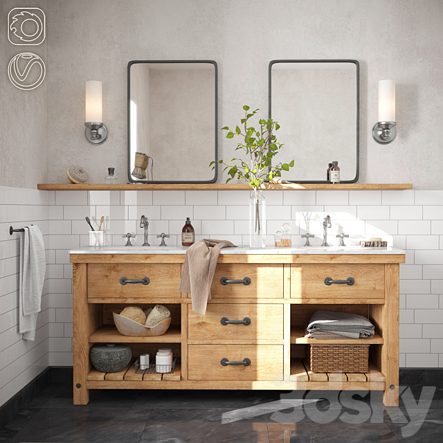 Pottery Barn Double Sink Vanities 3ds Max - thumbnail 1