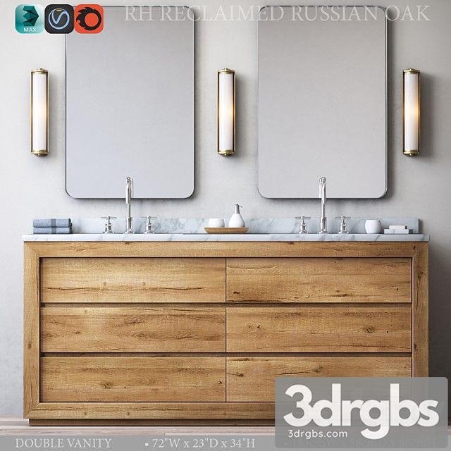 Reclaimed russian oak double vanity - thumbnail 1