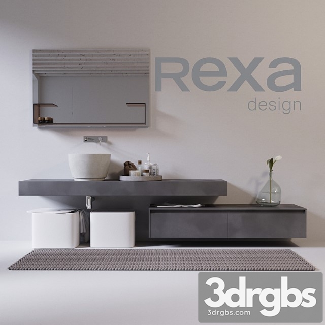 Rexa Design Washbasin With Furniture and Accessories 3dsmax Download - thumbnail 1