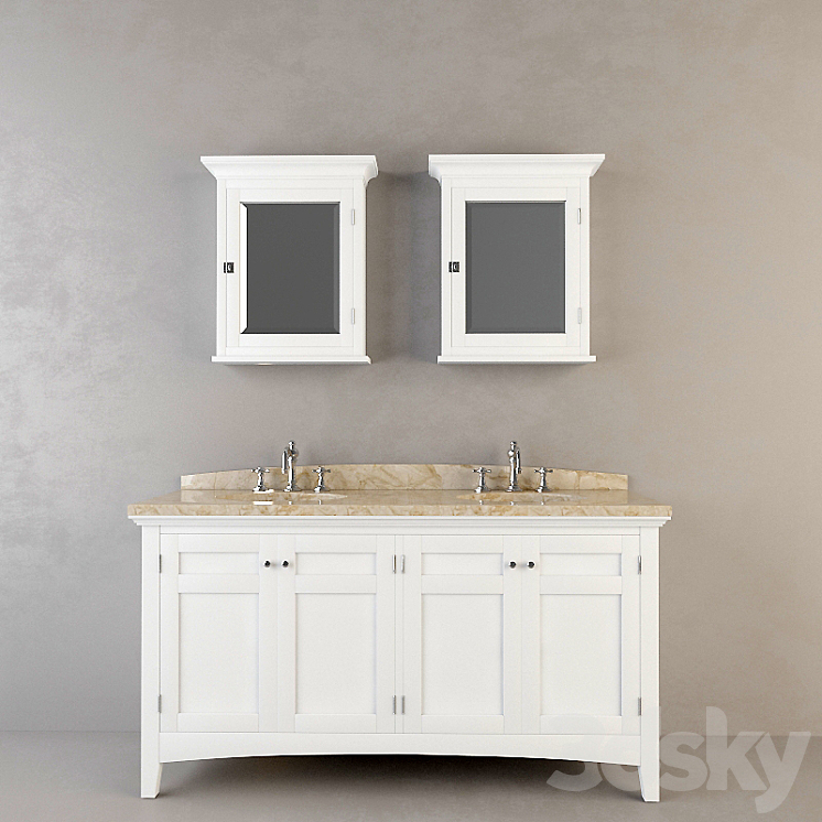 RH CARTWRIGHT DOUBLE VANITY 3DS Max - thumbnail 1