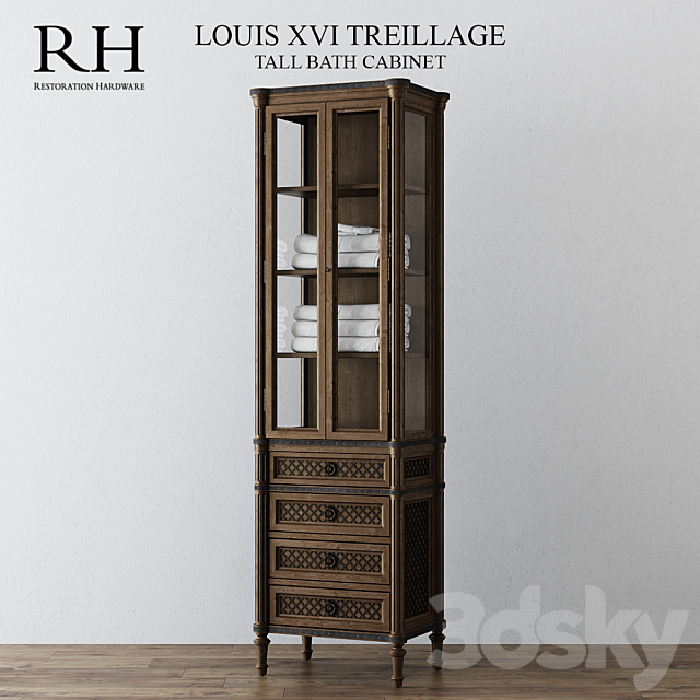 RH LOUIS XVI TREILLAGE TALL BATH CABINET 3ds Max - thumbnail 1