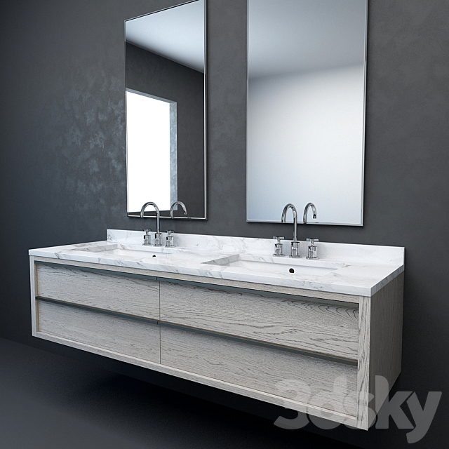 RH Modern Bezier floating double vanity 3DS Max Model - thumbnail 2