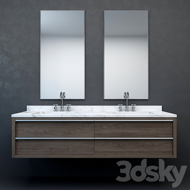 RH Modern Bezier floating double vanity 3DS Max Model - thumbnail 4