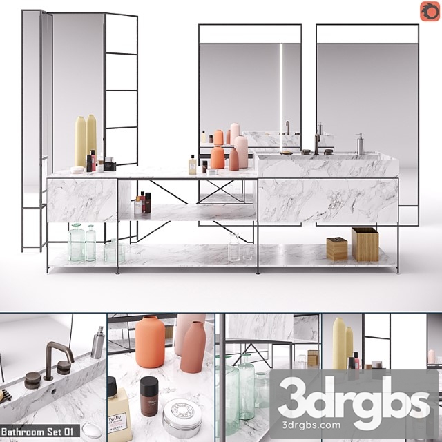 RIG Modules Bathroom With Decor Set 01 3dsmax Download - thumbnail 1