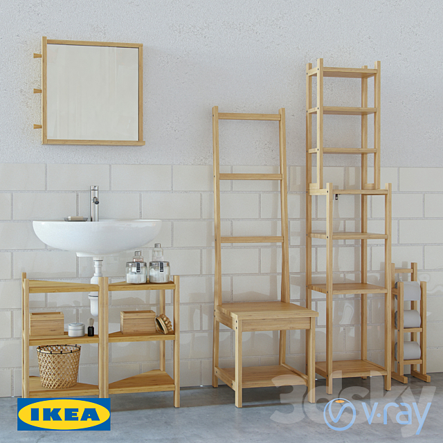 Rogrund Ikea set of bathroom furniture 3ds Max - thumbnail 1