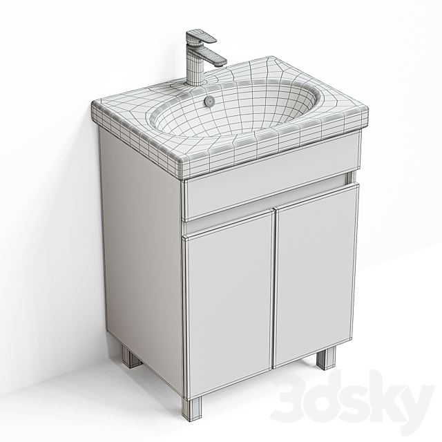 Sanita Luxe NEXT 60 washbasin with Sensea Line 60 cabinet 3DS Max Model - thumbnail 3