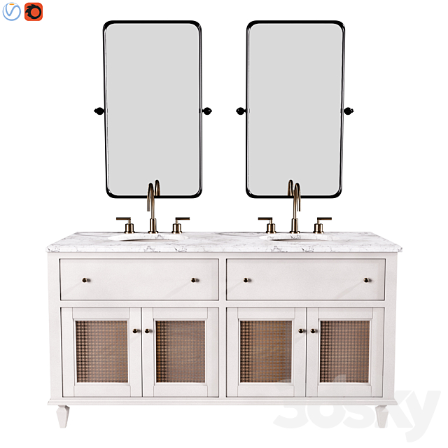 Sausalito 60 Double Sink Bath Vanity 3ds Max - thumbnail 1