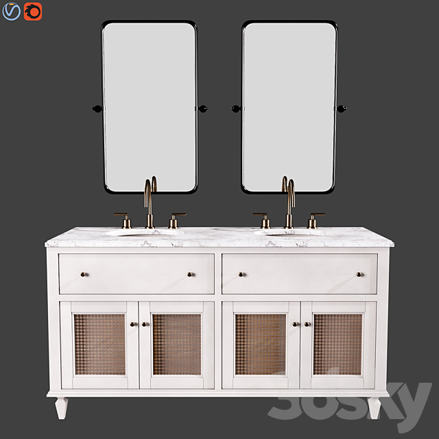 Sausalito 60 Double Sink Bath Vanity 3ds Max - thumbnail 2