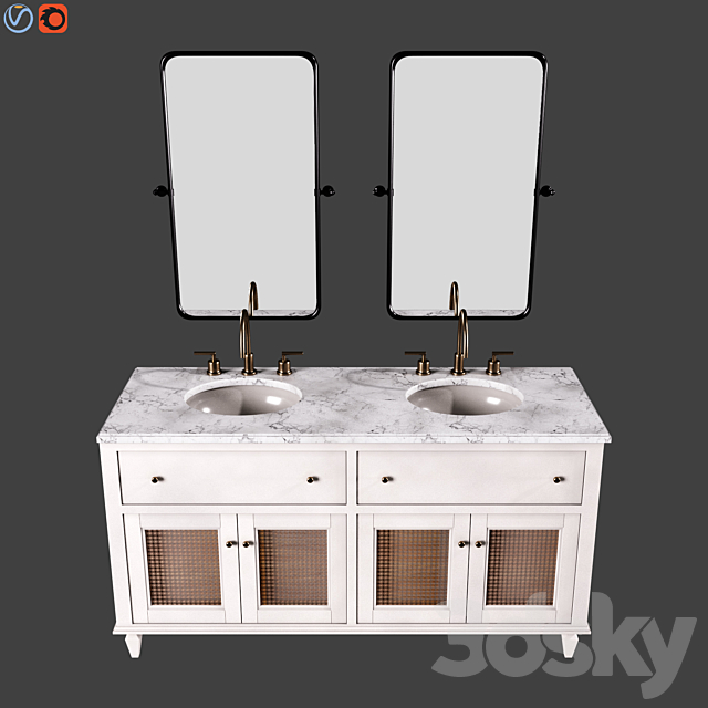 Sausalito 60 Double Sink Bath Vanity 3ds Max - thumbnail 3