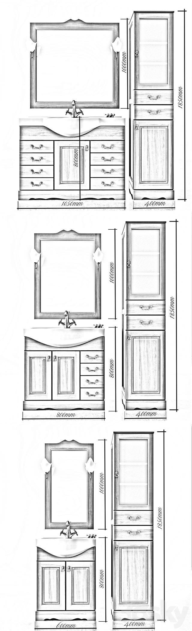 Set of bathroom furniture 3DS Max Model - thumbnail 3