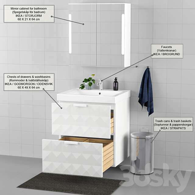 Set of bathroom furniture IKEA – GODMORGON _ ODENSVIK 3DS Max Model - thumbnail 3