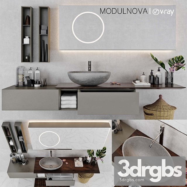 Set of Bathroom Furniture Modulnova Infinity Decor 3dsmax Download - thumbnail 1