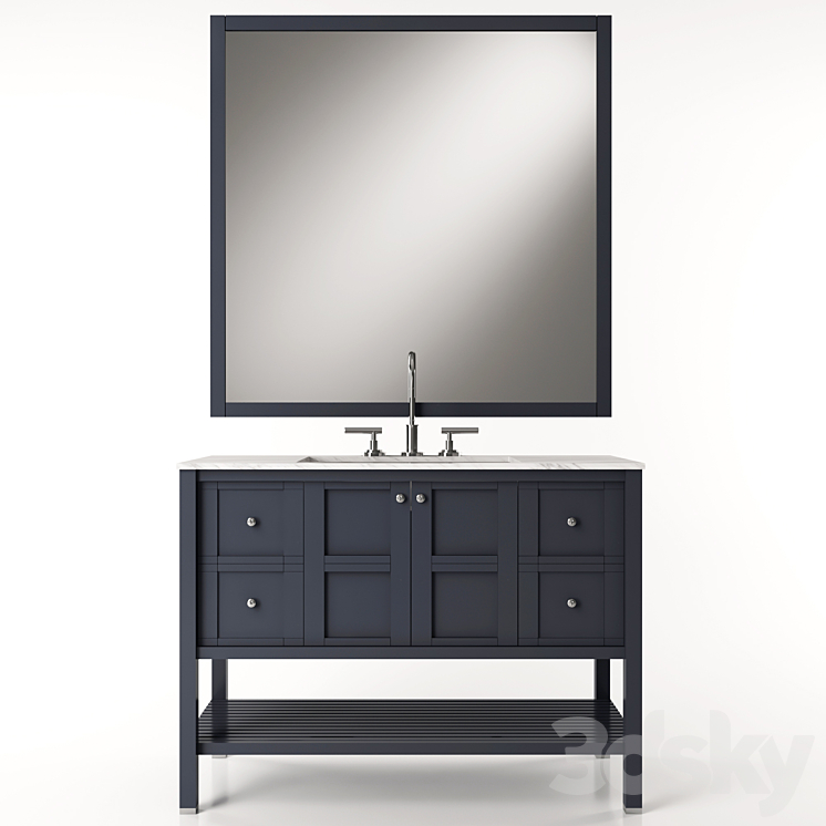 Single Bathroom Furniture 3DS Max - thumbnail 2