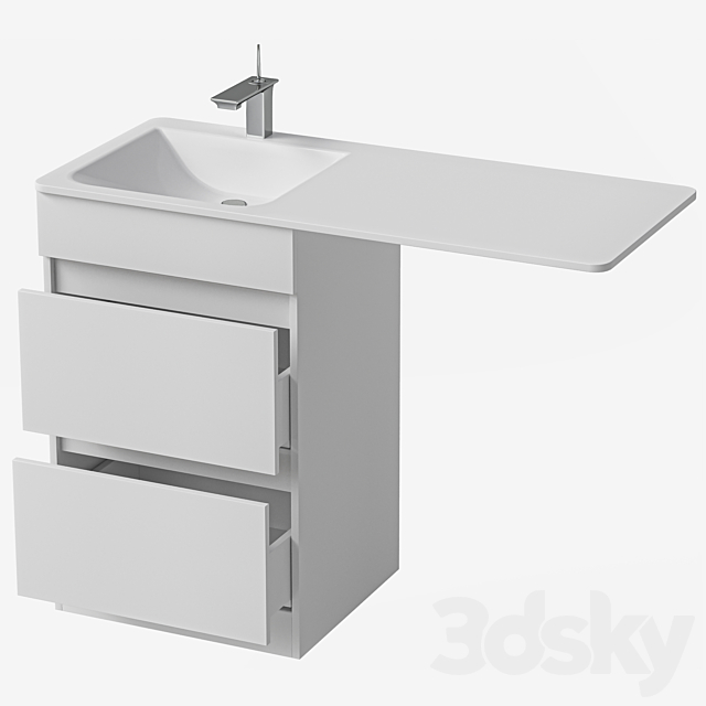 Sink over washing machine with cabinet AQWELLA FORMA 115 L 3ds Max - thumbnail 2