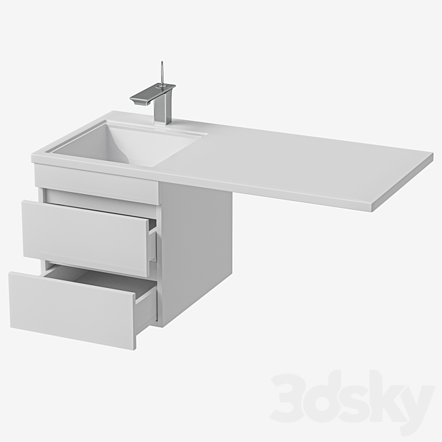 Sink over washing machine with cabinet SANTA 100 3ds Max - thumbnail 2