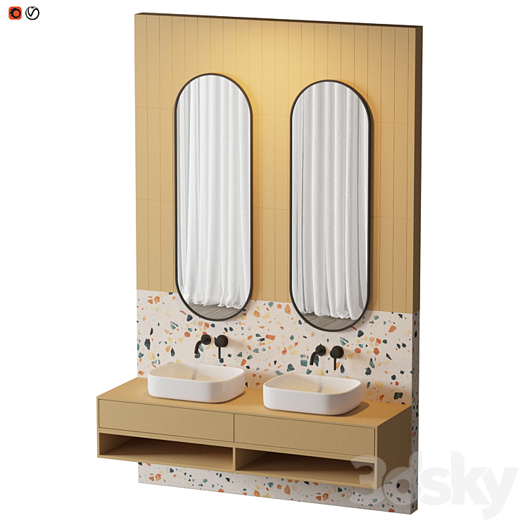 Terrazzo Yellow Bathroom 3DS Max - thumbnail 1