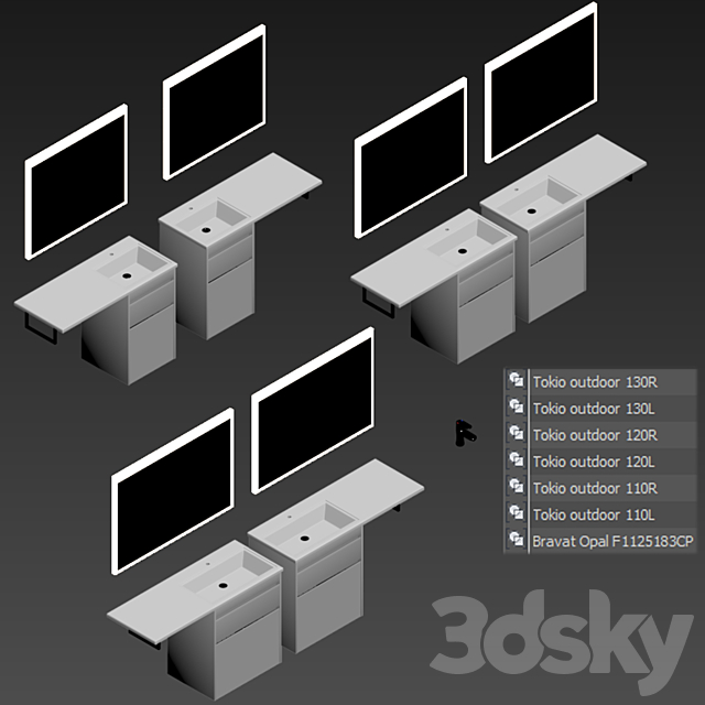 Tokyo floor furniture set with bk 110_120_130 L _ R 3DS Max Model - thumbnail 6