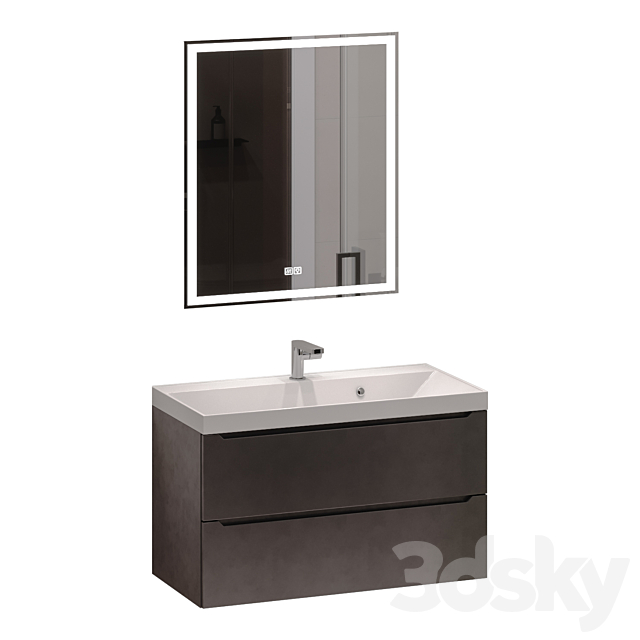 Vanity unit with washbasin Uperwood Tanos 90 cm 3ds Max - thumbnail 1